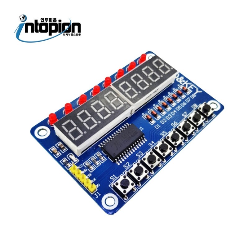 아두이노 TM1638 8 FND 8 LED 8 KEY 모듈 TM1638 8채널 디스플레이 모듈 TM1638-KEY-DISPLAY-Module / 인투피온